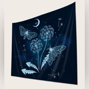 Dragonfly dandelion moon wall hang poster tapestry Decor